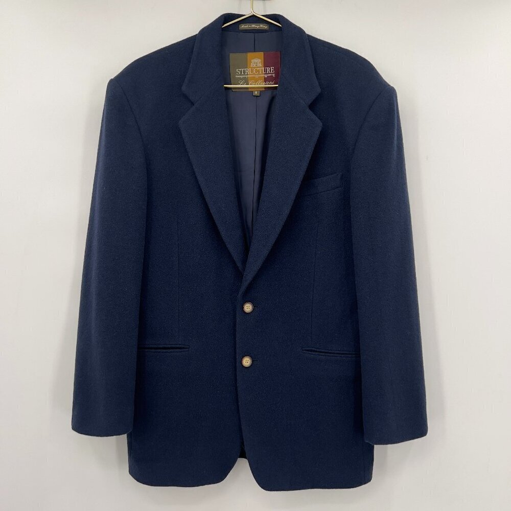 Vintage Structure Le Collezioni Wool Cashmere Blend Navy Blazer Men’s Small